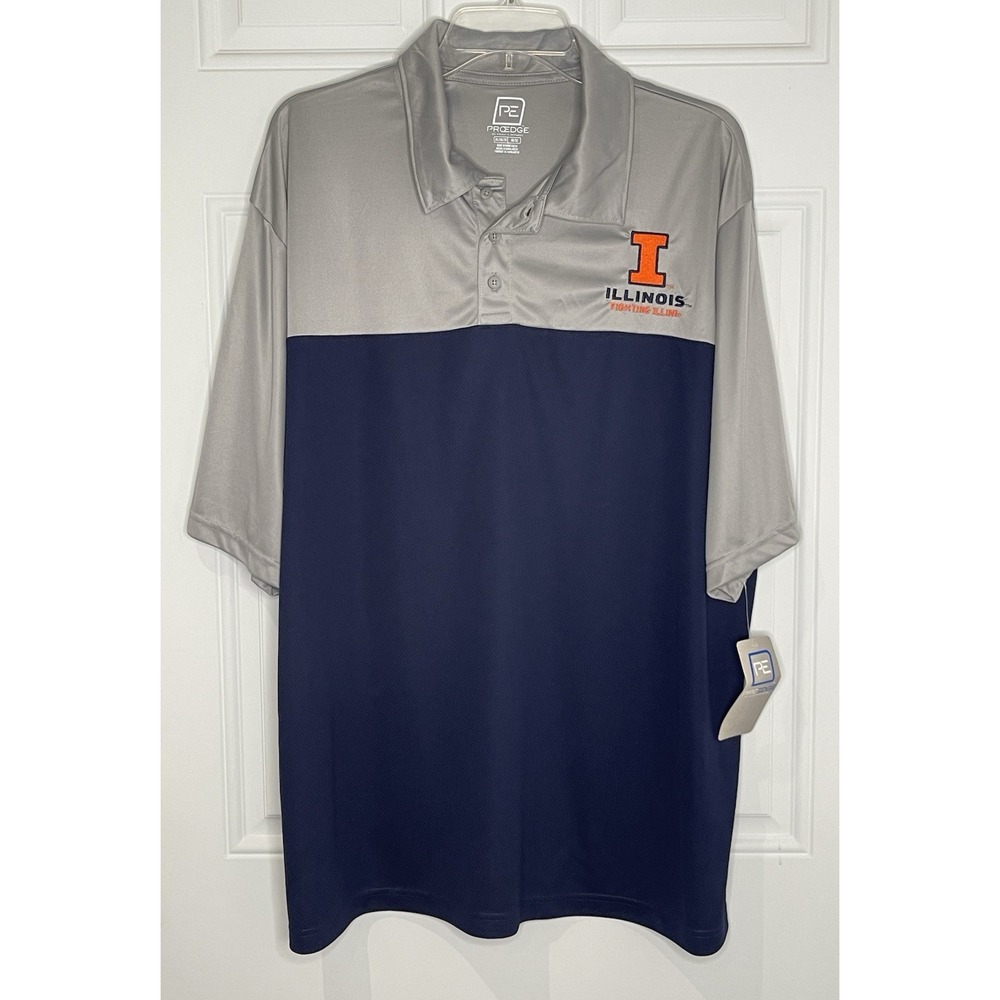 NWT ProEdge Mens 2XL NCAA University Of Illinois Fighting Illini Golf Polo Shirt